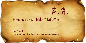 Prohaska Nátán névjegykártya